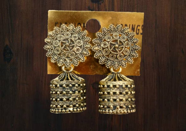 Traditional Dull Gold Jhumka Earrings Shop Onlinne In Pakistan