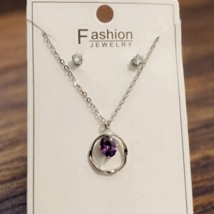 Elegant Purple Gemstone Pendant Necklace online in Pakistan