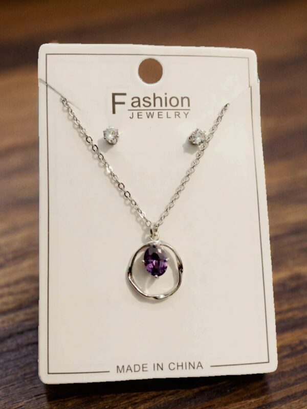 Elegant Purple Gemstone Pendant Necklace online in Pakistan